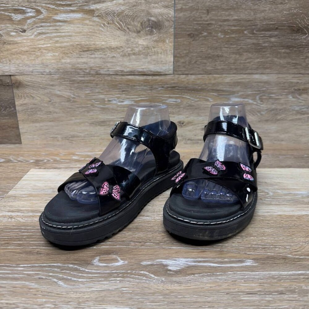 Wonder Nation Black Patent Platform Butterfly Accent Sandal Women's Size 5
